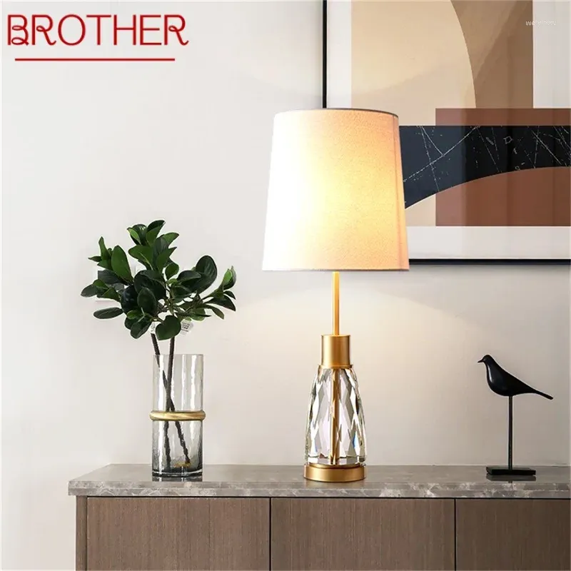 Bordslampor Brother Dimmer Modern Lamp Brass Creative Desk Light Crystal Decoration For Home