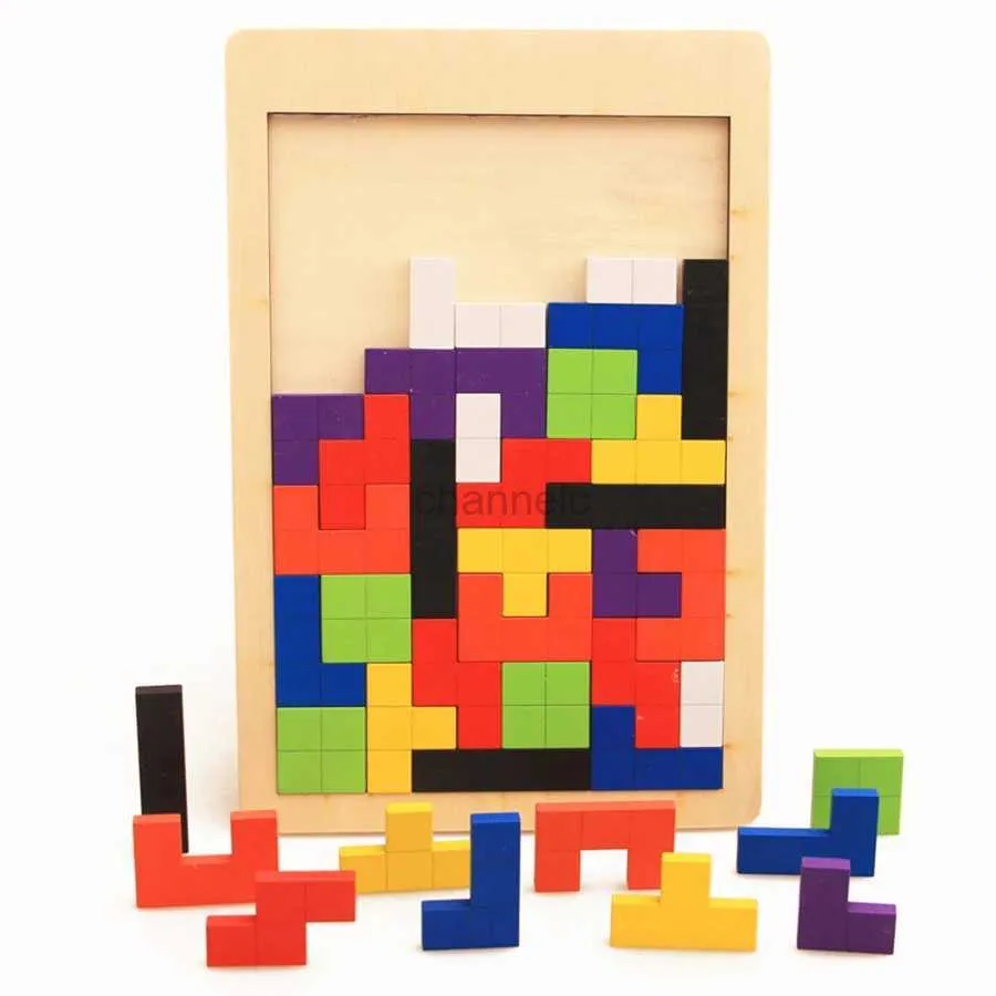 3D Puzzles Wooden Tetris Variety Block Intellectual Building Wooden Jigsaw Puzzle Game Puzzle Toy 240419