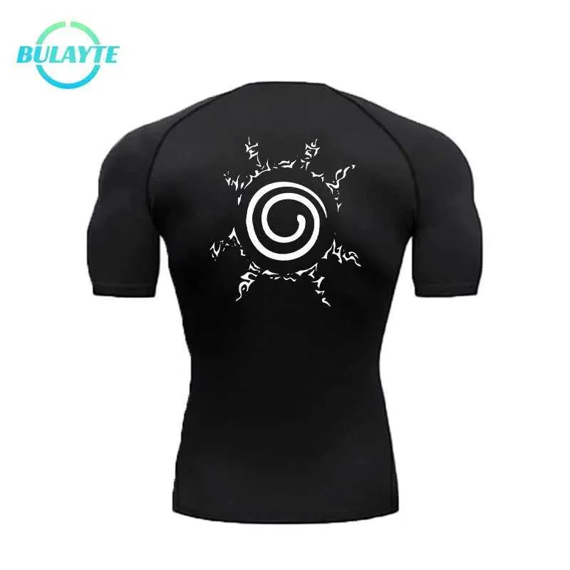 Herrt-shirts komprimerade snabbtorkning av t-shirt Mens som kör sport tight short t-shirt herr gym topp j240419