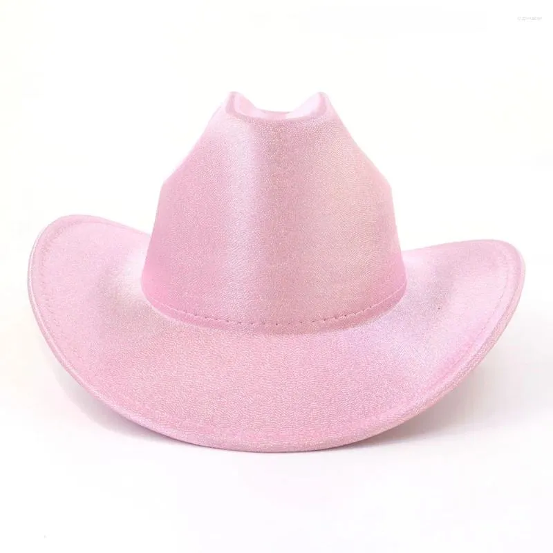 Berets Candy Couleur solide Western Cowboy Hat Men des hommes femmes au printemps jazz élégant rose cow-girl sombrero Caps roulant soleil
