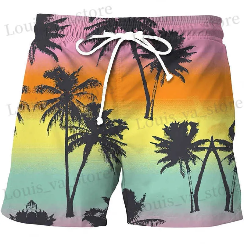 Heren shorts Hawaii Summer Beach Shorts Men Casual Tropics Board Shorts 3D Gedrukt zwempak Homme 2023 Ropa Fashion Holiday Surf Surf Trunks T240419