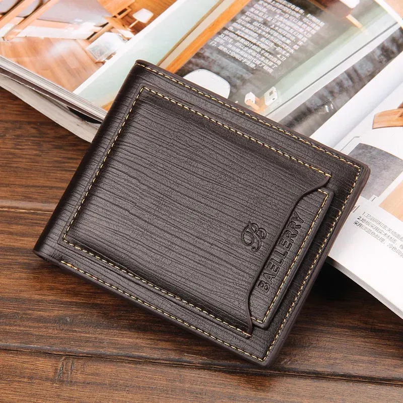 Portefeuilles en cuir courte Brand de portefeuille Men de crédit Cartes de crédit Pourse Pourse Vintage mâle à mâle Trifold Man Money Sac Clip Cuzdan W030