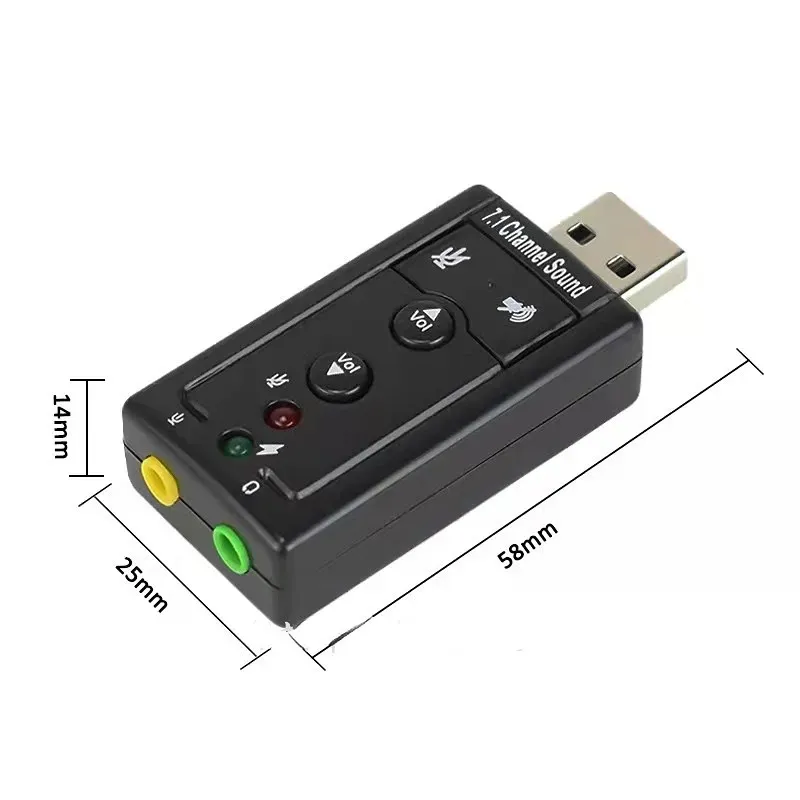 NEU 2024 Neues 7.1 -CH -Kanal USB Audio Sound Card USB 2.0 MIC LEACHER AUDIO HEADSET mit Mikrofon 3,5 -mm -Jack -Konverter für PCFOR MIC für PC -MIC für