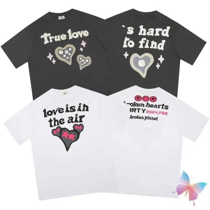 Men's T-Shirts Couple True Love Short Sle BROKEN PLANET Tshirts Foam Printed Letter Casual Loose Street Men Women BP Cotton T-shirt J240419