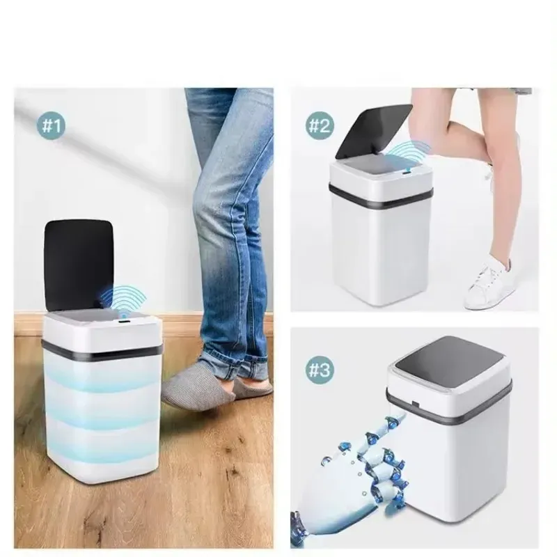 2024 Kitchen Trash Bin 13L Bathroom Touch Trash Can in The Toilet Smart Garbage Bucket Waste Bins Dustbin Smart Trash Can Kitchen - for