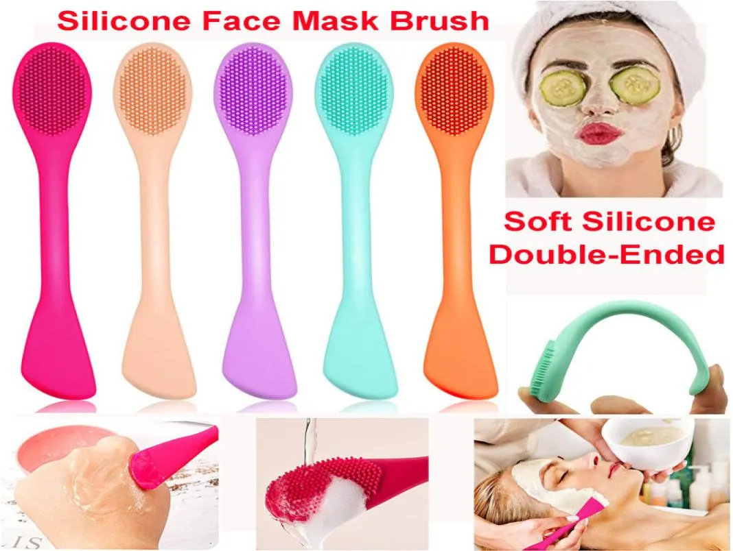 Silicone Face Mask Brush Doublehead Soft Silicone Facial Cleansing Brush Mud Clay Mask Body Lotion and BB CC Cream Brushes Beauty2929350
