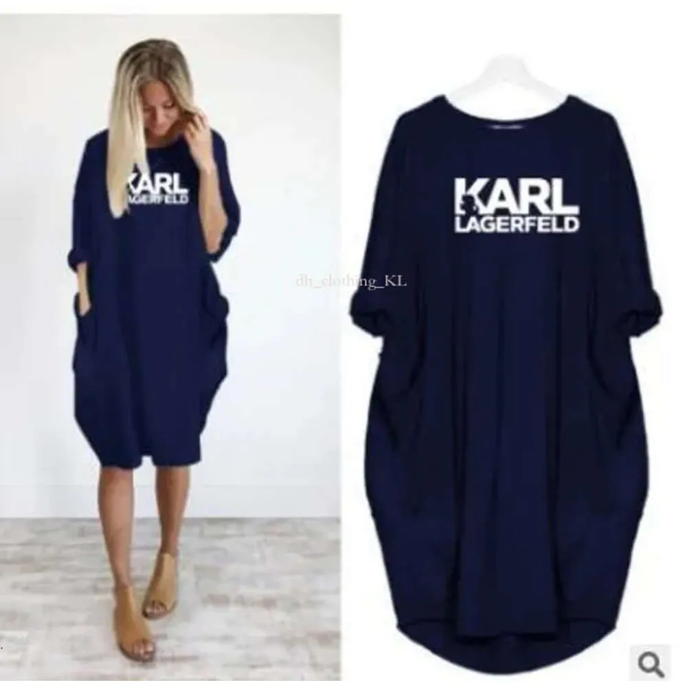 Lettres de créateurs robes décontractées Femmes confortables et de haute qualité robes lâches Karl Letterprint plus taille Luxury Karl Lagerfield Woman Vêtements Robe 618