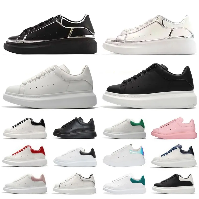 White Black Silver Leather Lace Up Platform Overized Sole Sneakers Men Woman Designer Casual ShoesLuxury Velvet Suede Chaussures Sportsko 36-45