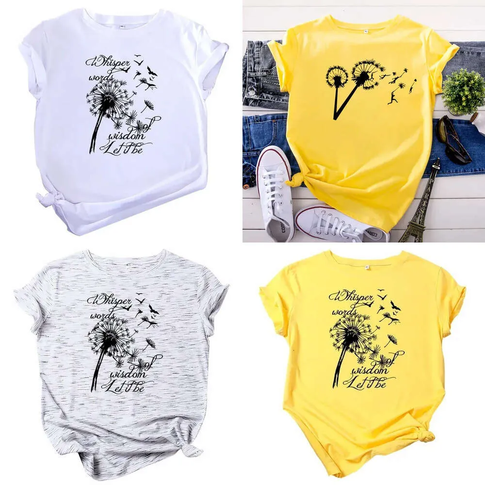 Summer JCGO Women T Shirt Cotton Plus Size 5XL Short Sleeve Dragoy Dandelion Print Female Loose Casual Large T-shirt Top Tees 210324 -shirt op ees