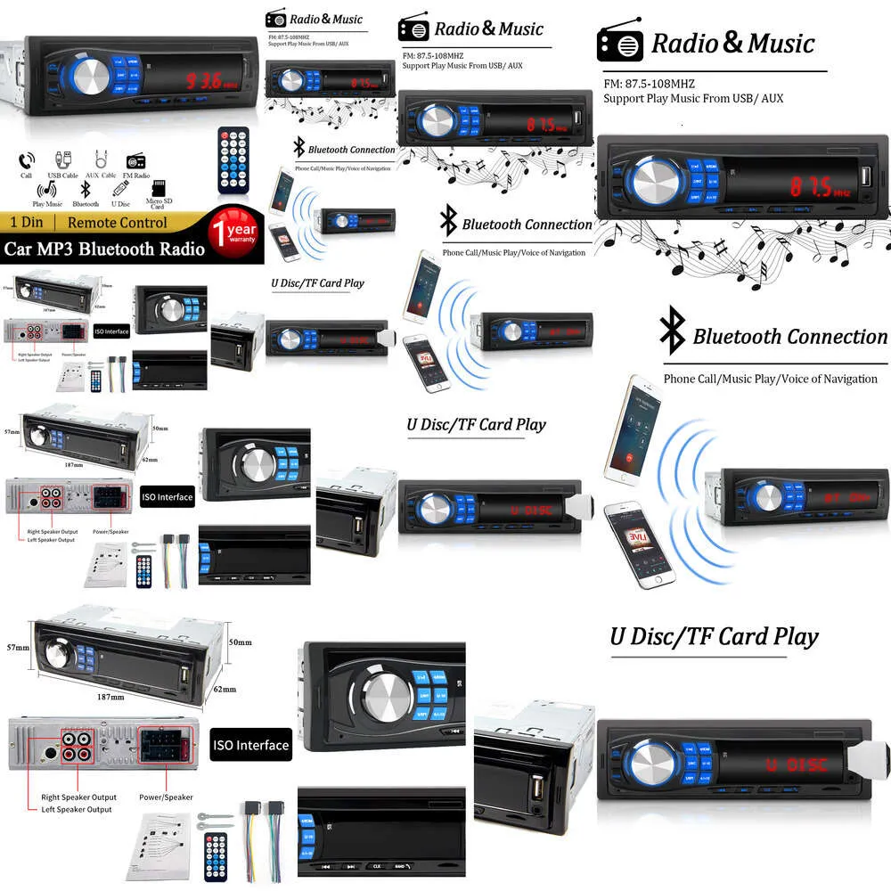 GPS 자동차 1 DIN 스테레오 블루투스 핸즈프리 호출 음악 TF 카드 USB AUX 입력 FM 라디오 수신기 단일 MP3 플레이어 GPS GPS