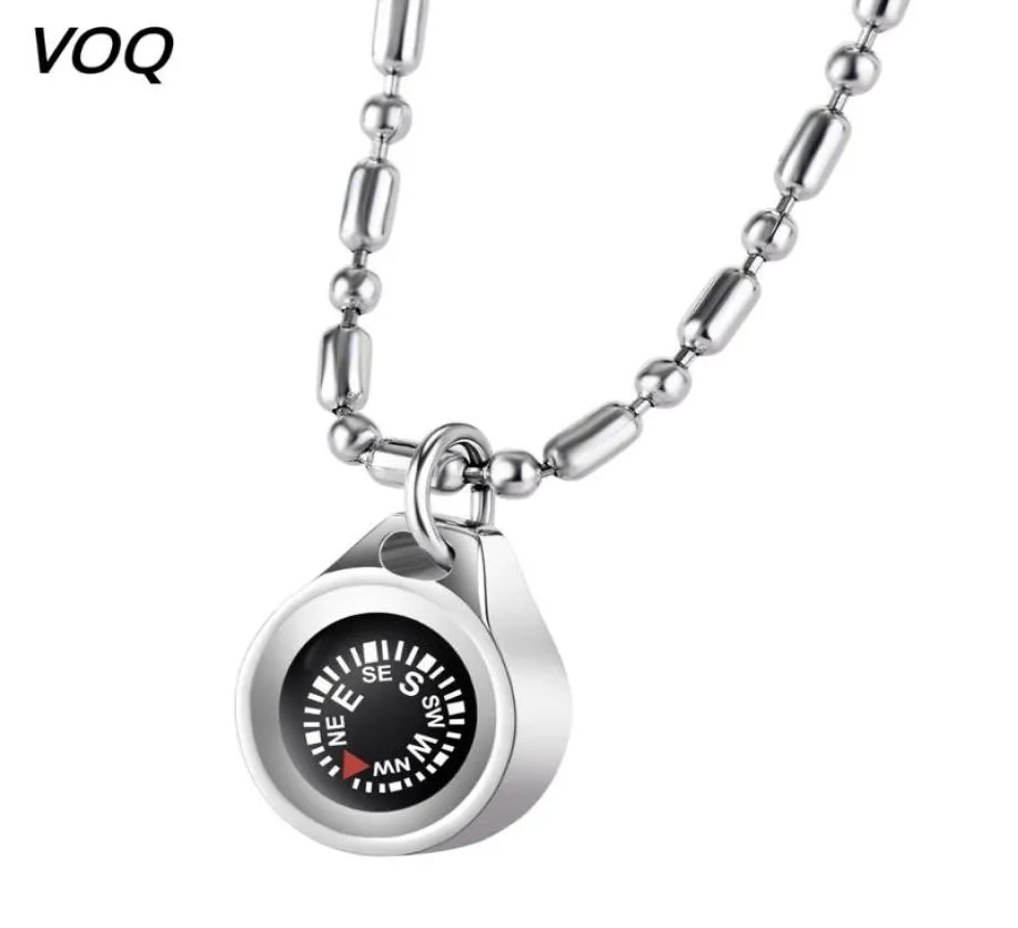 Anhänger Halsketten VOQ Outdoor Survival Rescue Compass Edelstahl Perlenketten lange Halskette für Männer und Frauen Abenteuer Travel 8522618