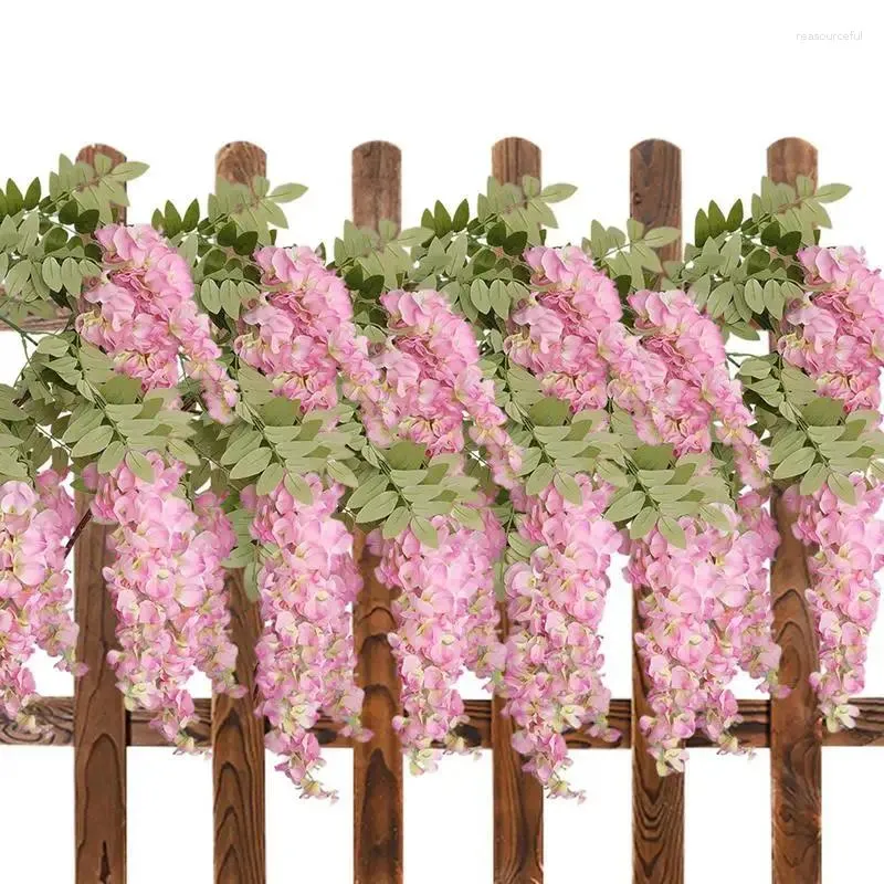 Dekoratif çiçekler sahte wisterias dekor retta asma çelenk düğün partileri için tridented çiçek duvar süslemeleri sundurma bahçe tatil