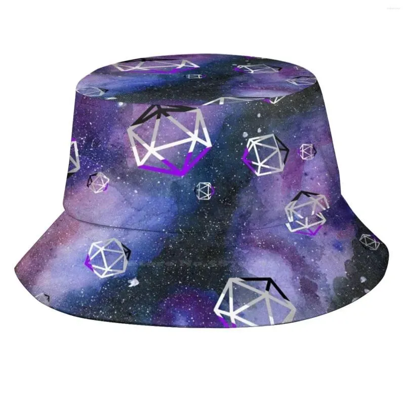 Boinas Boinas ACE Dice in Space Caus Cap Buckets Hat Nebula Galaxy queer Dnd andrpg poliédrico d20 asexual