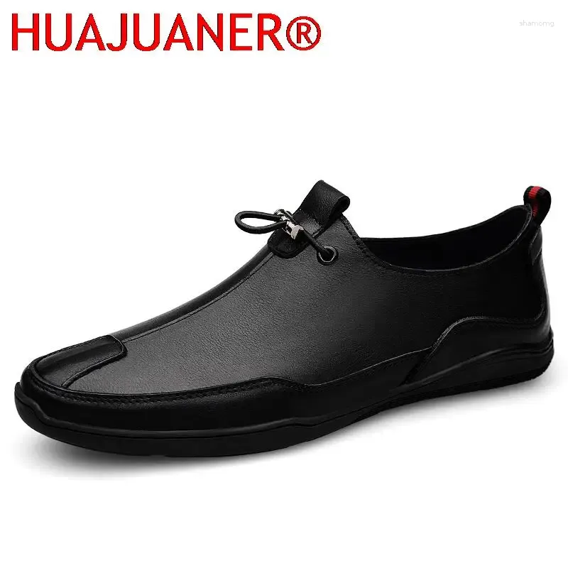 Casual Shoes Brand Men's Loafer äkta lädermän Loafers Cool Young Breattable Plat Slip-On Plus Size 37-46