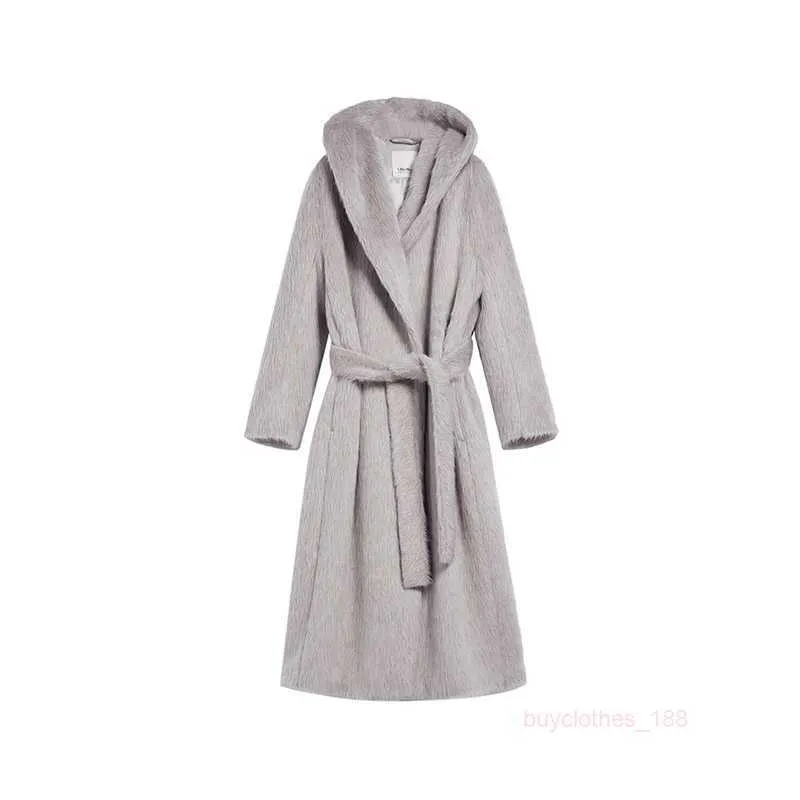 Women's Coat Cashmere Coat Designer Fashion Coat Max Maras Womens Camel Sheep Wool Long Bathrobe Hooded Coat