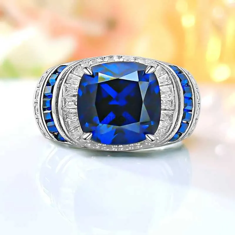 Wedding Rings Luxury 925 Silver Artificial Treasure Ring Set met hoge koolstof diamant temperament niche ontwerp veelzijdig 240419