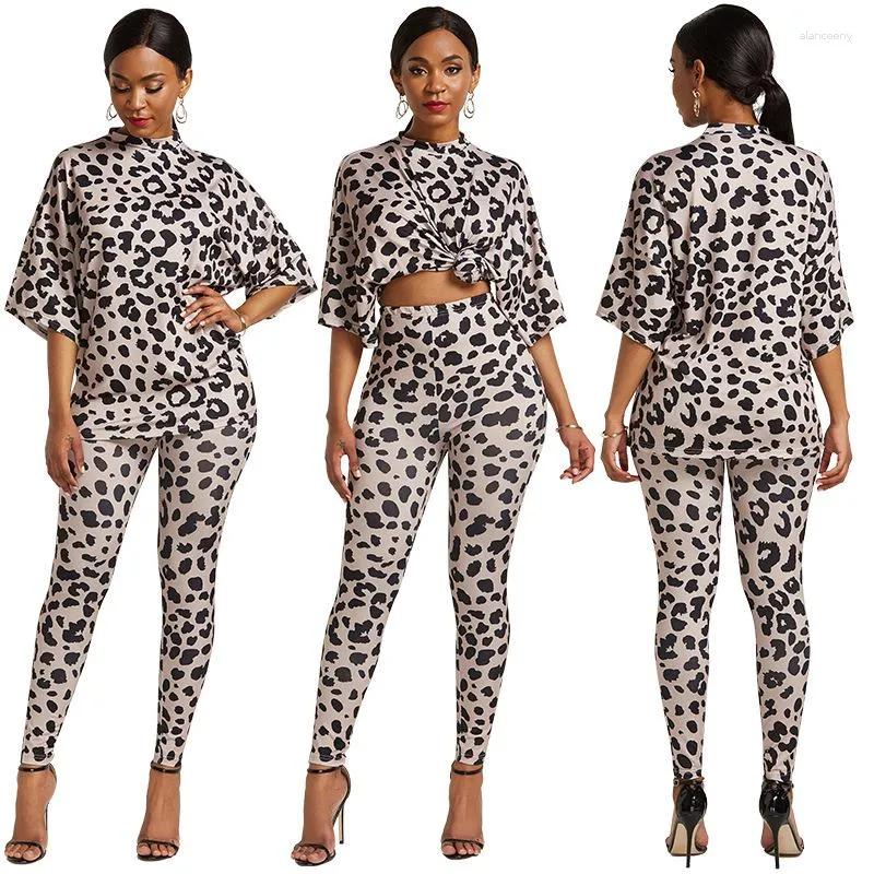 DHgate Womens 2 Piece Summer Tracksuit Leopard Print Shirt and Pant Set Apparel