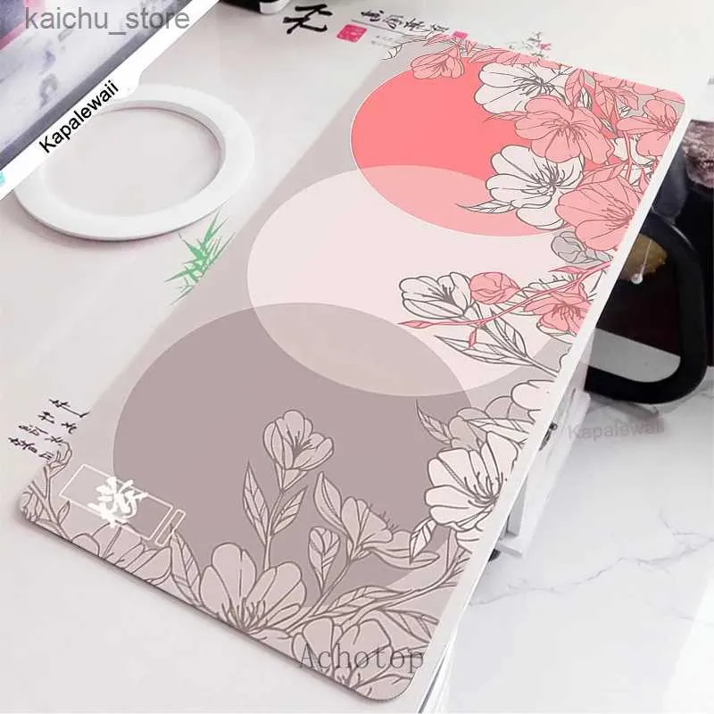 Myse podkładki nadgarstki spoczywa na podkładce Sakura Mouse Gamer Mousepads Big Gaming Mousepad Pink Flower XXL MOCE MAT 900X400 Duży klawiatura biurko do komputera Y240419