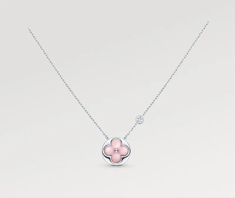 Collier pendentif de luxe Designer Pendants roses pour femmes 925 Collier pendentif en argent sterling bijoux Gift de la Saint-Valentin avec boîte