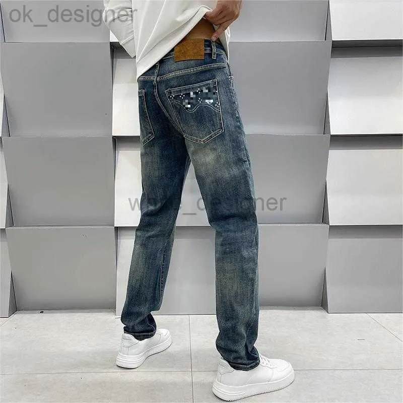 Mens Jeans designer Autumn/Winter New Jeans Fashion Brand Small Straight Leg Slim Fit Elastic Wash High end Light Luxury Men's Thickening NN78626