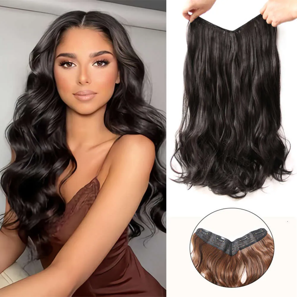 human curly wigs One piece wig U-shaped 4-clip hair extensions straight curly hair V-shaped Straight Wig