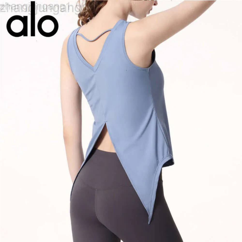 DESGINER ALOE YOGA Shirt Centre Femme Summer Salle Sports Gest Womens Pilates Blouse sans manches Swallow Tail Fitness Clothes Top