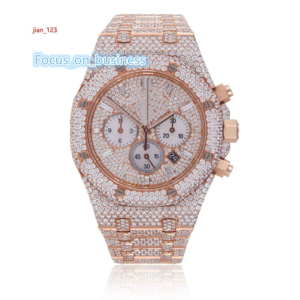 عالية الجودة أتمتة White Moissanite Diamond Watch بالنسبة له Hip Hop Watch Watch Watch