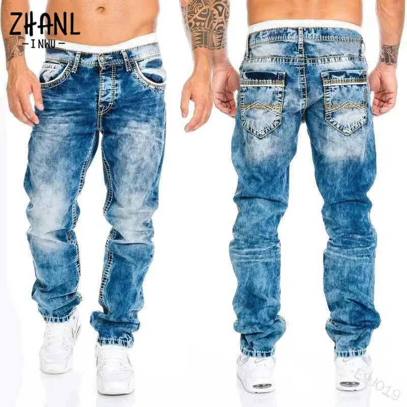 Straight Jeans Man Vintage Wash Denim pants Spring Summer Boyfriend baggy men Streetwear Cacual Designer Cowboy Trousers 240415