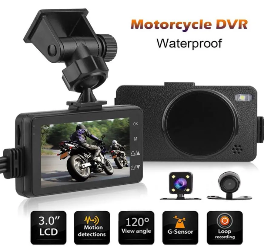 Новое обновление 3 -дюймового ЖК -экрана Двойной камеры Mini 1080p Motorcycle DVR -камера Водонепроницаемой видеорегистратор с Gsensor Motor Dash Case3701642