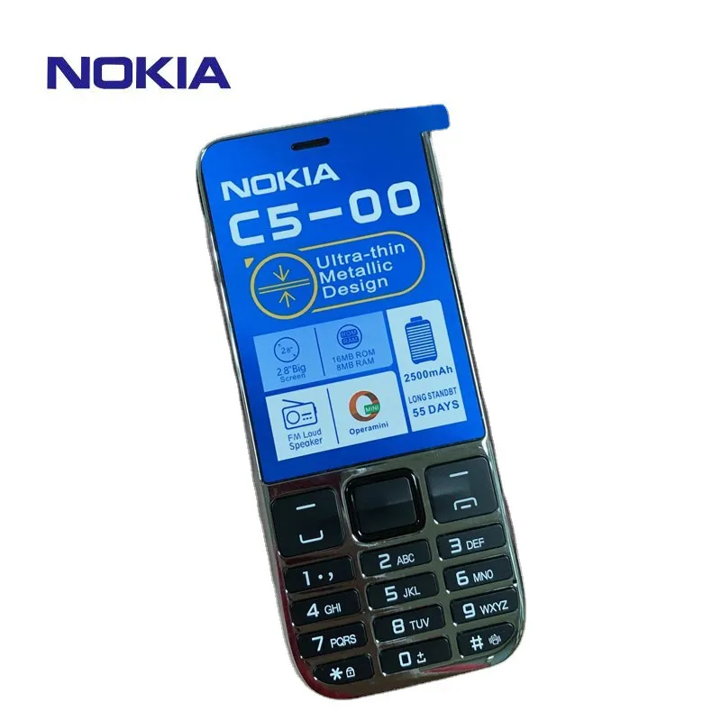 Original Refurbished Cell Phones Nokia C5-00 GSM 2G phone for Student Old Man Mobilephone