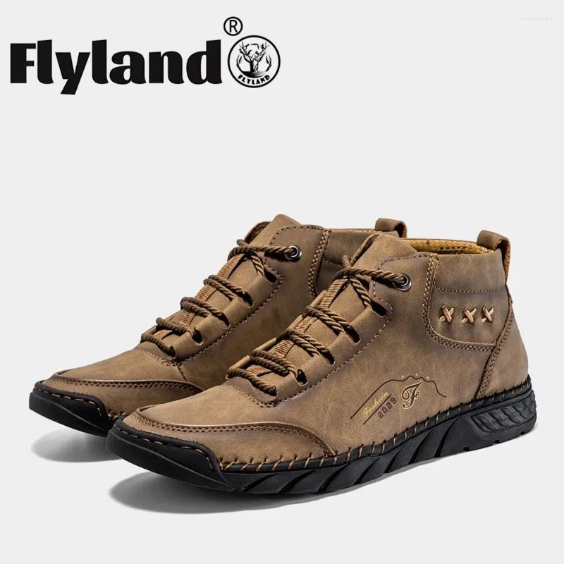 FLYLAND Leather Casual Handmade Lac-up Comfortable Walking Shoe Amazon.com | FLYLAND Men main image 3