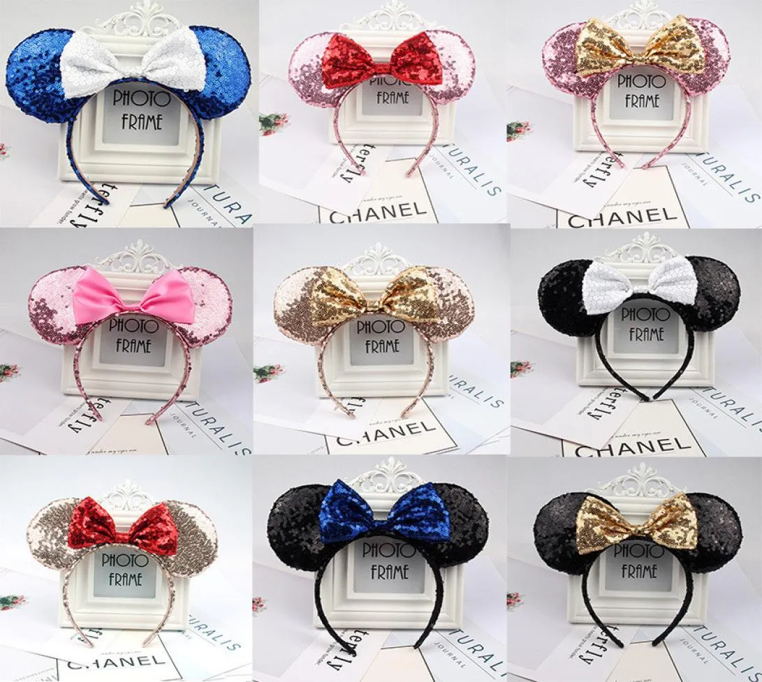 Christmas hair accessories headband high quality sequin bow head band M mouse ear headbands hairpin ship 6pcs8816166