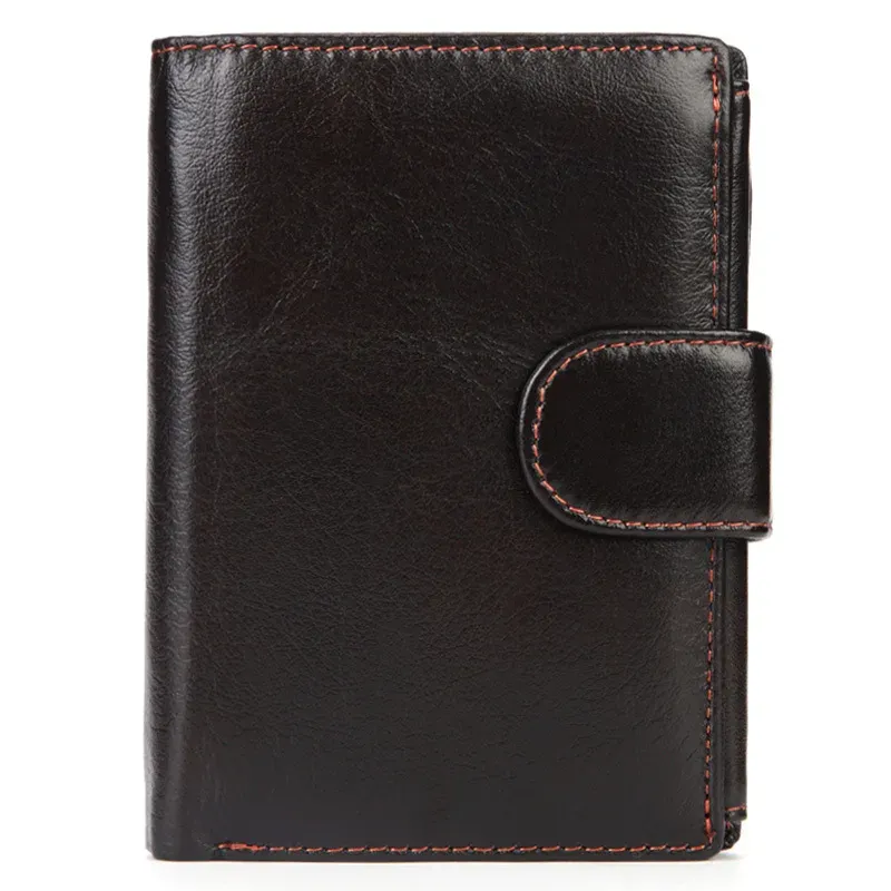 Wallets Men's Wallet Retro Vertical Genuine Leather Wallet Purse Top Cowhide Credit Card Holder Bag Wallet Man