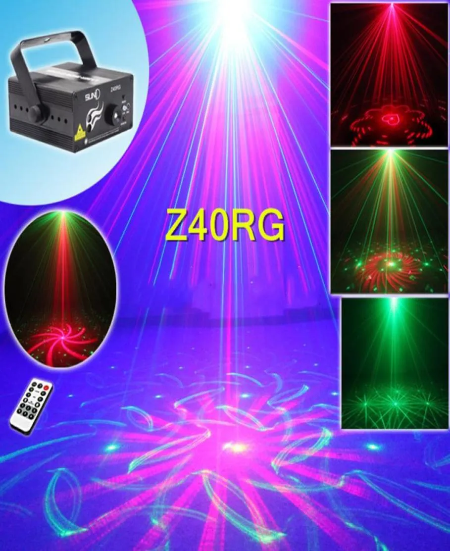 مرحلة الإسقاط Laser Lights Mini Portable IR Remote RG 40 أنماط LED DJ KTV Home Xmas Party Dsico Show Lighting Z40RG6302957