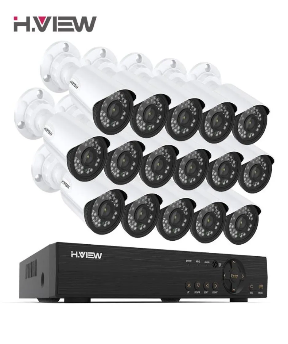 Système de surveillance hview 16ch 16 1080p Caméra de sécurité en plein air 16ch CCTV DVR Kit vidéo Android Remote View6692026