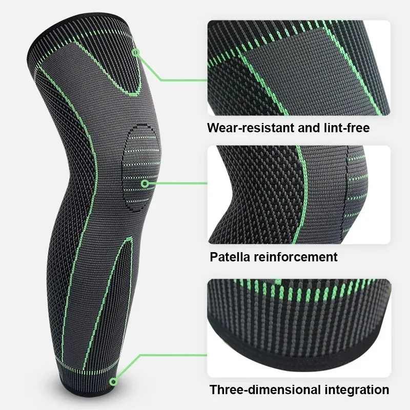 Elastic Knee Support Pressure Bandage Volleyball Long Knee Pads Black Silicone Kneepad Cover Best Knee Brace Sleeve Pads Sports