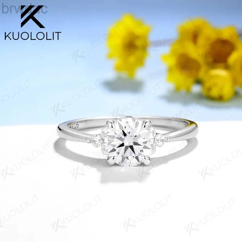 Solitaire ring Kuololit 1CT 6,5 mm Moissanite D/VVS -ringen voor vrouwen Solid 925 Sterling Silver met certificaat Solitaire ring voor verloving D240419