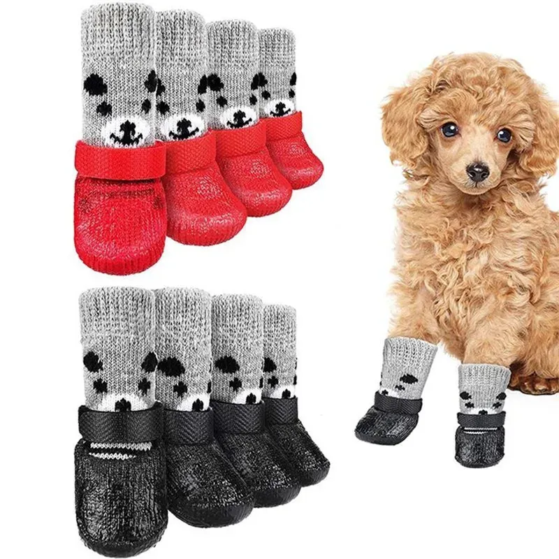 Zapatos de perro de algodón ajustables Capas de goma impermeables impermeables Calcetines para perros para chihuahua gato gato lluvia botas de nieve productos para mascotas 240411