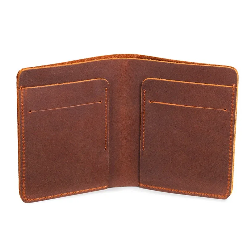 Plånböcker Crazy Horse Leather Men's Wallet Retro Top Layer Läder Dollar Purse Money Clip Bag Card Holder Mini Short Coin Purses