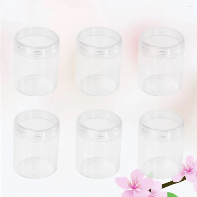 Bouteilles de rangement 6 pcs Sous-bouts ronds Portables Crème Boîtes de voyage transparentes mini conteneurs solides échantillon de nail hydraulique