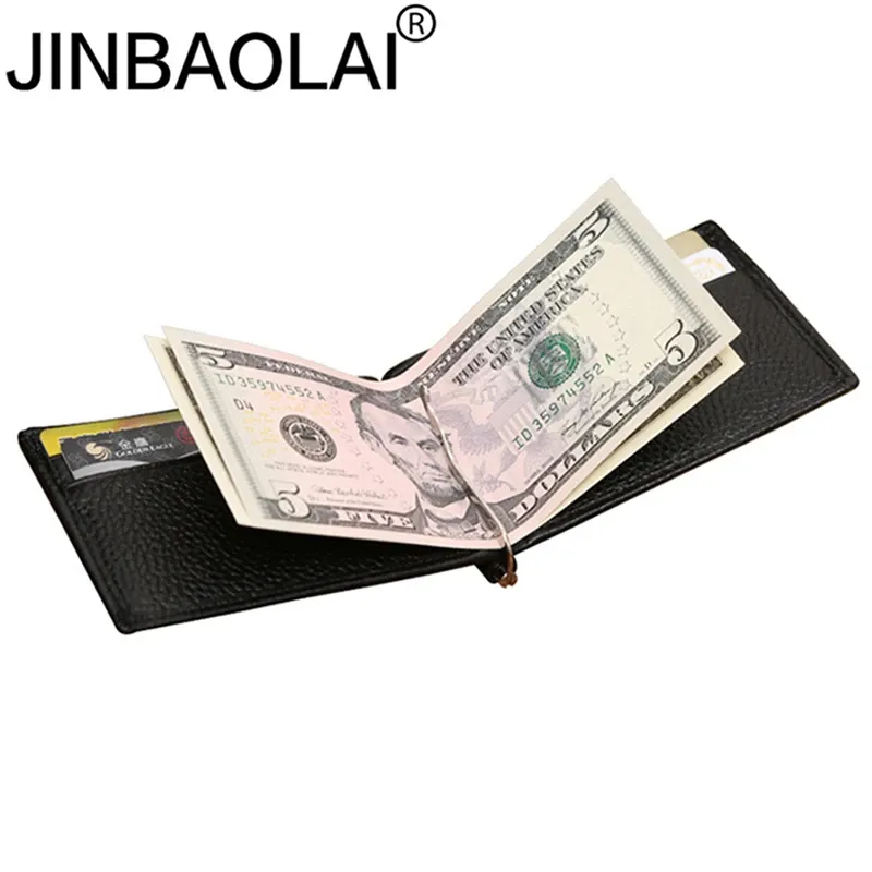 財布本革の男性の財布財布ケースマネークリップとIメタルホルダーの薄い現金クレジットカードKashelek