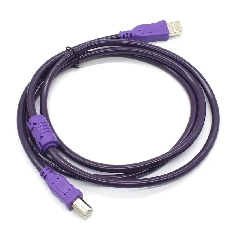 2024 Câble imprimante USB 2.0 Type d'un mâle à type B Male Boundage à haute vitesse transparente Purple 1.5 / 3/5/10m pour le câble d'imprimante USB 2.0