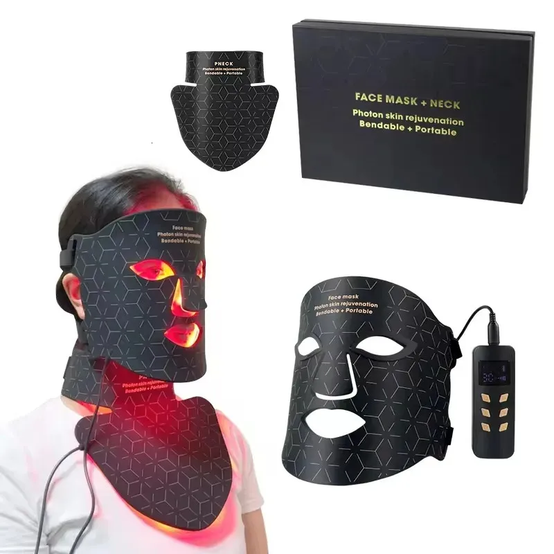 Anpassbare waschbare Rotlichttherapie Silikon 4 Farben Pon Hals -LED -Gesichtsmaskengerät 240418