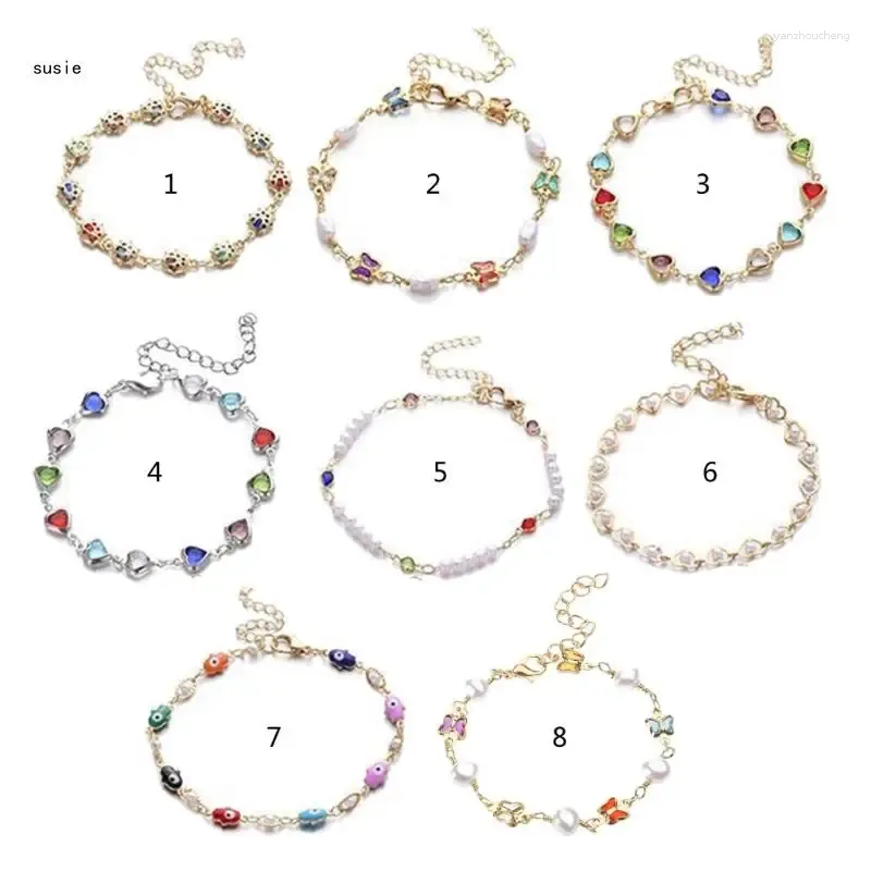 Link Bracelets X7YA Beads Alloy Material Colorful Women Bangles For Girls