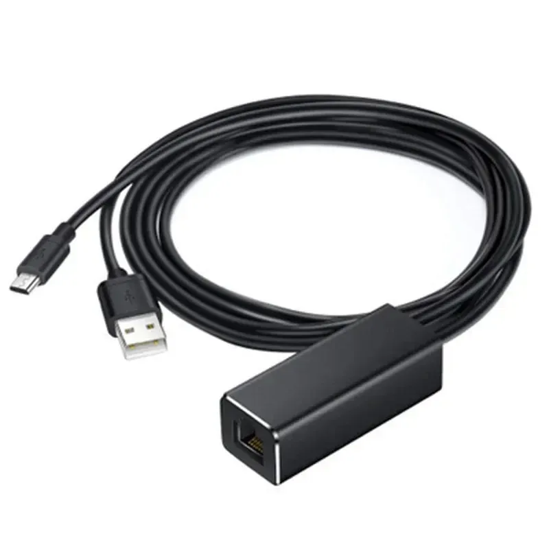 Nieuwe 1m 3 in 1 micro USB tot RJ45 Ethernet -adapter voor Fire TV Stick 480Mbps LAN -netwerkkaart met USB -voeding 100m Ethernet