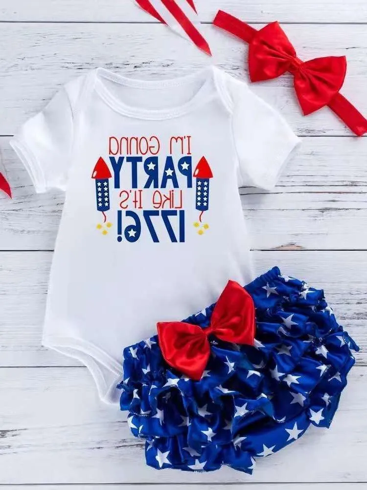 2024 NEW 2024 AMERICANIPDEANNE DAY BABY COSTUME CARTOON LETTER HARPER STAR PP PANTセット