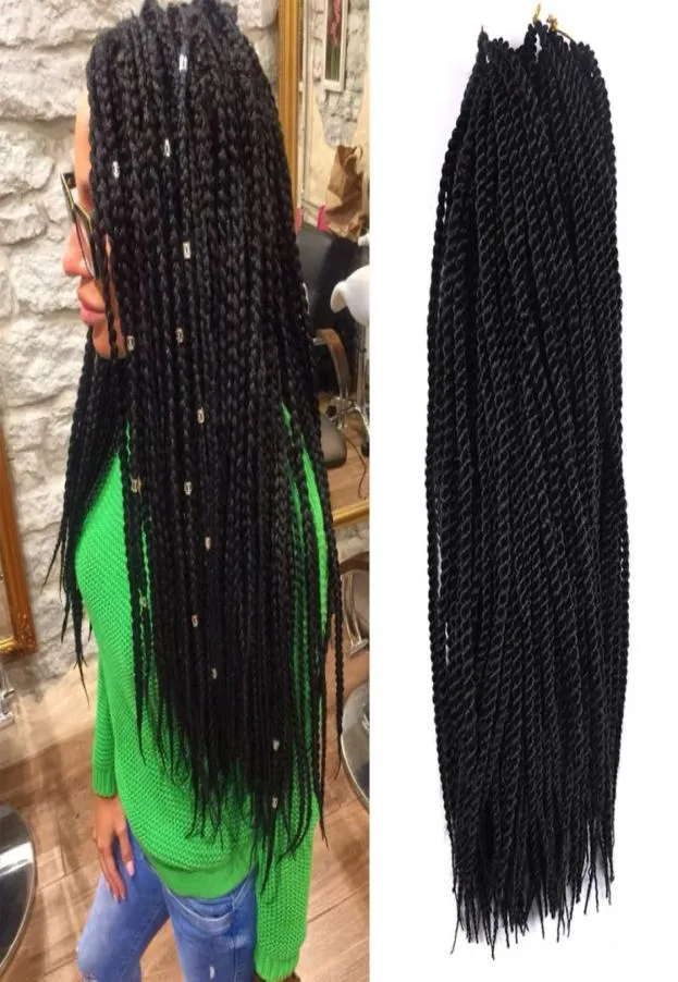 Rafinowane syntetyczne włosy warkocze 18 -calowe 90 Rootspack 200G Crotchet Braids 1 kawałek tylko 8 kolorów szydełkowe przedłużki włosów 2316327