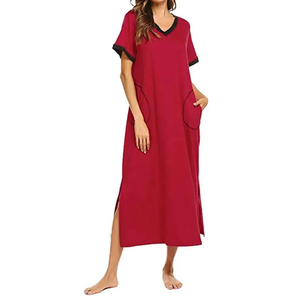 L6NZ Women's Sleep Lounge Womens Robes à manches courtes Nightgown Ultra-Soft Full Longueur Robe Silk Robe Femme Pyjamas Loose D240419