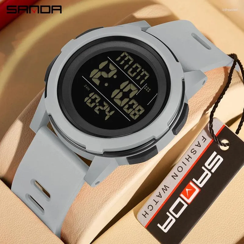 Wristwatches Sanda 2188 Single Display Chip Outdoor Night Glow Men's And Women's Watch Creative Personality