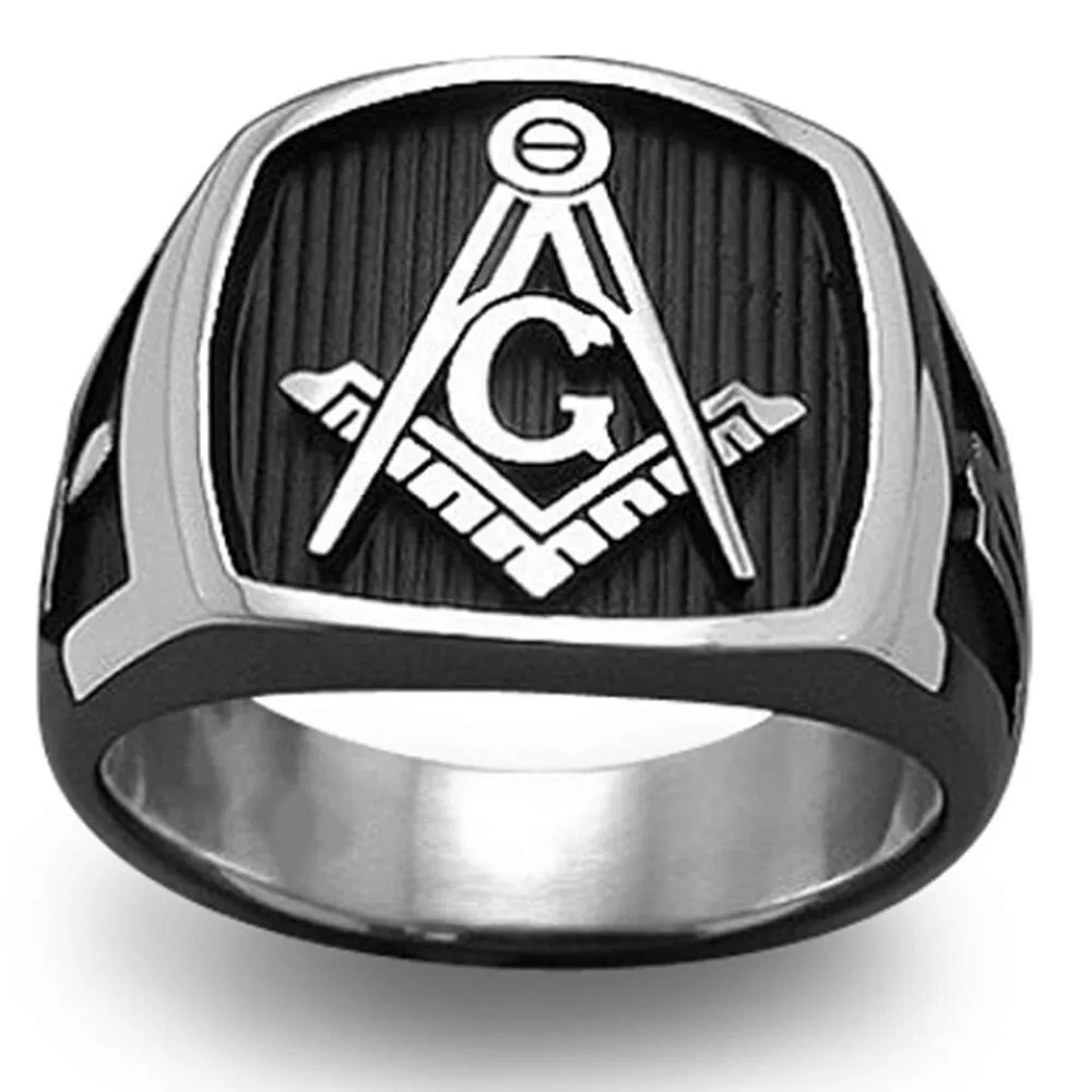 Nuovo Ag Freemasonry Mens Legato Trendy Ring Punk Style